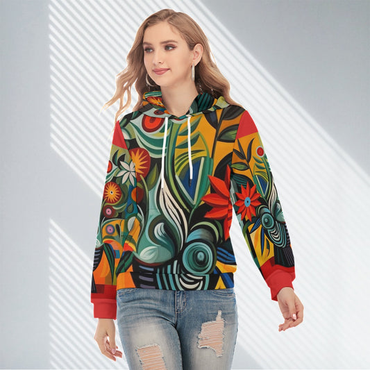 Women's Hoodie with Abstract Bouquet Design